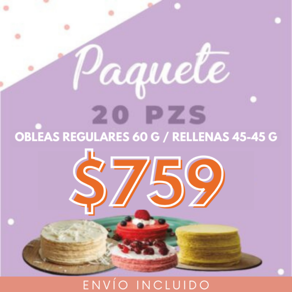 Paquete de Obleas de 20 piezas